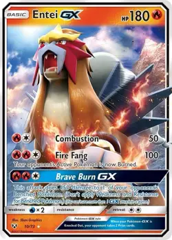 Pokemon Entei GX TCG Shining Legends Holo Ultra Rare Card 10/73 - Image 1