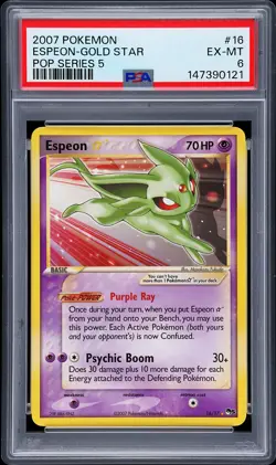 2007 POKEMON POP SERIES 5 #16 ESPEON-GOLD STAR PSA 6 - Image 1