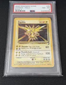 Pokemon TCG Base Set 2 Zapdos Holo PSA 8 20/130 - Image 1