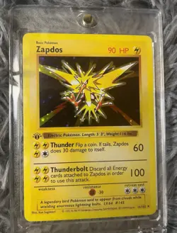 Rare Zapdos Pokemon Card TCG Shiny Holo Base Set 145|150 Collection - Image 1