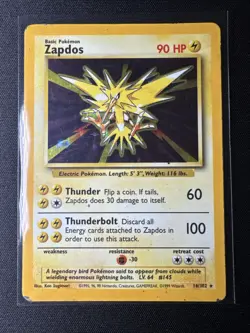 Pokemon TCG Zapdos Holo Rare Card Base Set 16/102, 1999 - Image 3