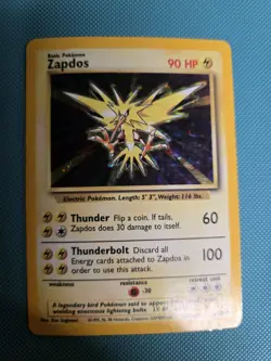 Pokemon TCG Zapdos Holo Rare Card Base Set 16/102, 1999 HP - Image 1