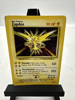 Pokemon TCG Zapdos Holo Rare Card Base Set 16/102 WOTC Heavy Played - Image 1