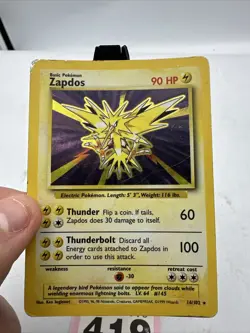 Pokemon TCG Zapdos Holo Rare Card Base Set 16/102 WOTC Heavy Played - Image 3
