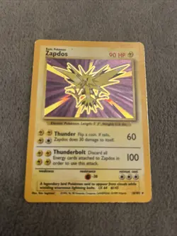 Pokemon TCG Zapdos Holo Rare Card Base Set 16/102, 1999 - Image 5