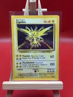 Pokemon TCG Zapdos 16/102 Holo Rare Card Base Set 1999 WOTC (HP) - Image 1