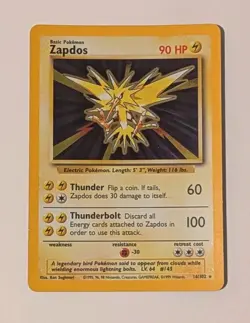 Pokemon TCG Zapdos Holo Rare Card Base Set 16/102, 1999 - Image 1