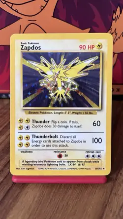 Zapdos Holo Rare 16/102 Holo Base Set 1999 Vintage Card Pokemon TCG - Image 1