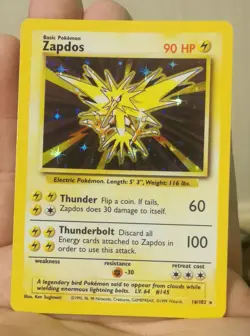 Pokemon TCG Zapdos Holo Rare Card Base Set 16/102 1999 WOTC NM - Image 1