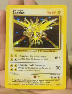 Pokemon TCG Zapdos Holo Rare Card Base Set 16/102 1999 WOTC NM - Image 2