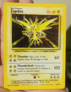 Pokemon TCG Zapdos Holo Rare Card Base Set 16/102 1999 WOTC NM - Image 4