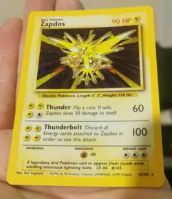 Pokemon TCG Zapdos Holo Rare Card Base Set 16/102 1999 WOTC NM - Image 5