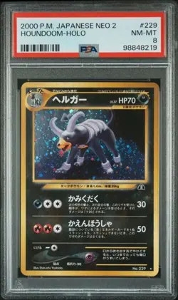 Pokemon PSA 8 Houndoom #229 Holo Neo 2 2000 Japanese - Image 2