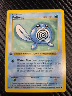 Pokemon Poliwag Base Set 59/102 1st Edition Shadowless - Image 1