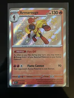 Pokemon Armarouge SV: Paldean Fates 115/091 Shiny Rare Holo 130 HP English - Image 1