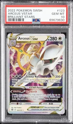 2022 POKEMON SWORD & SHIELD BRILLIANT STARS #123 ARCEUS VSTAR PSA 10 - Image 1