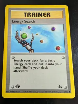 Energy Search 59/62 - 1st Edition Fossil - Pokemon Card - Played - Image 1