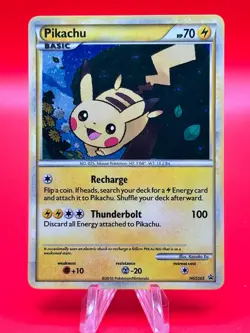 Pokemon TCG 2010 Holo Rare Black Star Promo Pikachu Card HGSS03 LP Vintage - Image 1