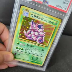 Pokemon Japanese Pocket Monsters Base Set Holo Card #34 Nidoking PSA 9 - Image 3