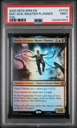 DOC OCK, MASTER PLANNER FOIL #0128 2025 MTG MARVEL'S SPIDER-MAN EN PSA 9 MINT - Image 1