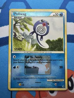 Pokemon Poliwag Staff Stamp League Play Promo Unleashed Set 58/95 NM Card - Image 1