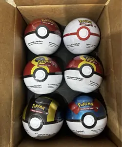 6 x Pokemon TCG Pokeball Tins - 18 Booster Packs Factory Sealed Costco New - Image 1