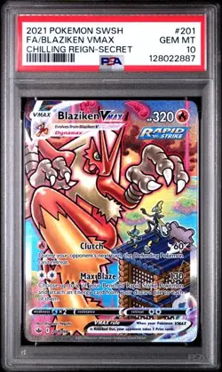 2021 Pokemon Blaziken VMAX Chilling Reign Secret Rare #201 PSA 10 - Image 1