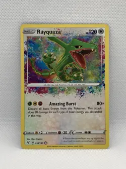Rayquaza Amazing Burst Pokemon Card 138/185 Holo Rare From 2020 Vivid Voltage! - Image 1