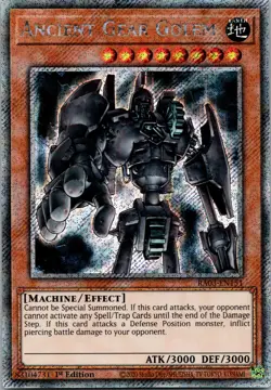 Yugioh Ancient Gear Golem RA03-EN151 Platinum Secret Rare 1st Ed NM - Image 1