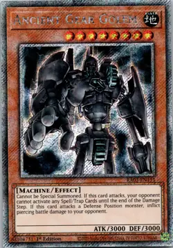 Yugioh Ancient Gear Golem RA03-EN151 1st Edition Platinum Secret Rare NM - Image 1