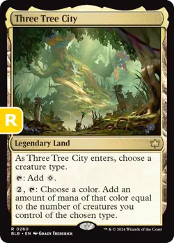 MTG Three Tree City Bloomburrow Rare Legendary Land NM - Image 1