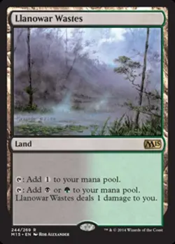 MTG Llanowar Wastes - Foil, Magic 2015, Damaged, English - Image 1