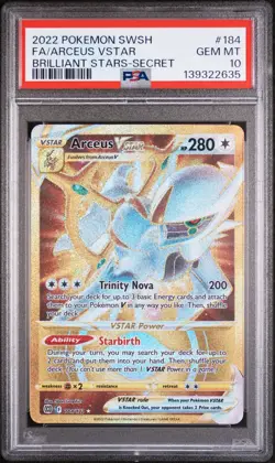 2022 POKEMON SWORD & SHIELD BRILLIANT STARS SECRET #184 FA/ARCEUS VSTAR PSA 10 - Image 1