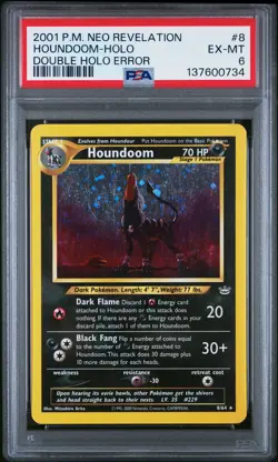2001 POKEMON NEO REVELATION DOUBLE HOLO ERR #8 HOUNDOOM-HOLO PSA 6 - Image 1