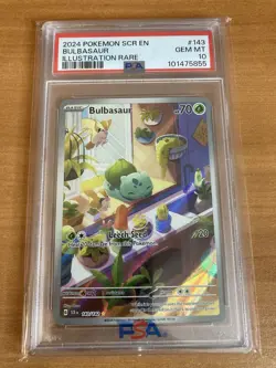 Pokemon TCG Bulbasaur Stellar Crown Illustration Rare Card 143/142 PSA 10 Gem - Image 1