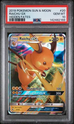 Pokemon Hidden Fates Raichu GX 20 PSA 10 - Image 1