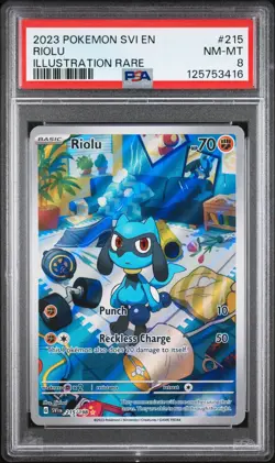 2023 POKEMON SVI EN-SCARLET & VIOLET ILLUSTRATION RARE #215 RIOLU PSA 8 - Image 1