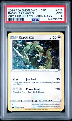 Pokemon Rayquaza SWSH029 Cosmos Holo Sea and Sky Promo PSA 9 - Image 1