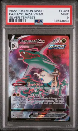 2022 POKEMON SWORD & SHIELD SILVER TEMPEST #TG20 FULL ART/RAYQUAZA VMAX PSA 9 - Image 1