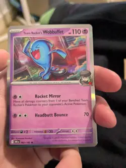Pokemon TCG Team Rocket's Wobbuffet 082/182 Destined Rivals Holo Rare - Image 1
