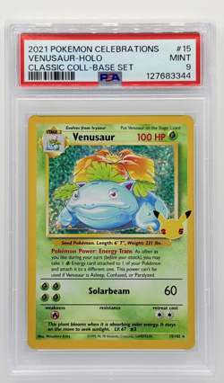 2021 Pokemon Celebrations Venusaur Holo Classic Collection #15 PSA 9 MINT - Image 1
