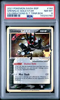 2021 POKEMON SWSH BLACK STAR PROMO CELEB. ETB #144 GRENINJA-GOLD STAR PSA 8 - Image 1