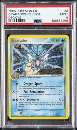 2005 POKEMON EX DEOXYS #8 GYARADOS-REVERSE FOIL PSA 9 - Image 1