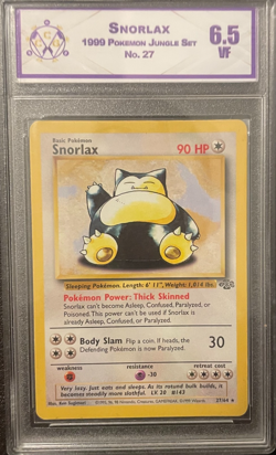 1999 Vintage Snorlax 27/64 Grade 6.5 CCG Jungle Set Pokemon Card (Not CGC) Rare - Image 2