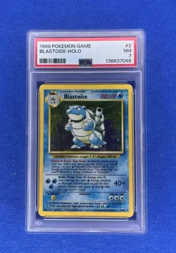 1999 Pokemon Game BLASTOISE HOLO #2/102 NEAR MINT PSA 7 - Image 1