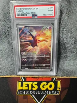 Pokemon TCG Latios 203/191 Sv08: Surging Sparks Illustration Rare Holo PSA 9 - Image 1