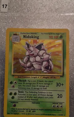 Pokemon TCG Nidoking Base Set 11/102 Unlimited Holo Rare - HP - Image 1