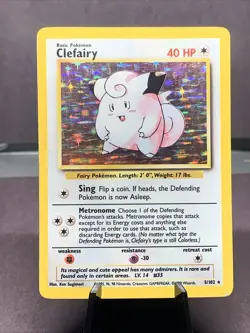 Pokemon TCG Clefairy 5/102 Base Set Unlimited Holo Rare VTG WOTC 1999 MP - Image 1