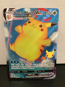 Surfing Pikachu VMAX 9/25 Full Art Holo Pokemon Celebrations Ultra Rare - Image 1