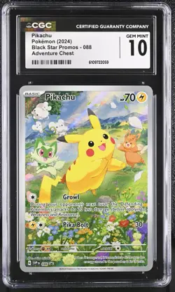 Pikachu Black Star Promo 088 Pokemon Adventure Chest CGC 10 - Image 1